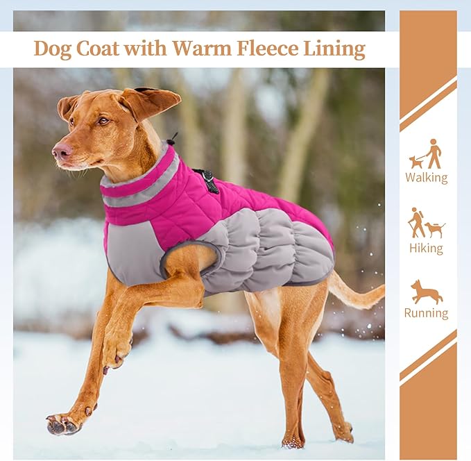 Dog Winter Jacket Cozy Reflective Waterproof Windproof Warm Pet Garment,Comfortable Cold Weather Fleece Apparel Outfits with Zipper Closure for Small Medium Large Dogs Puppy Walking,X-Large