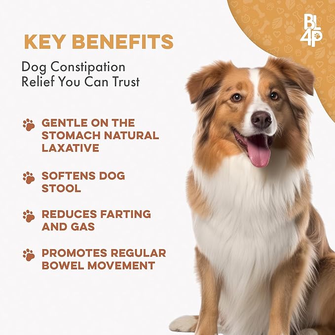 Dog Laxative Constipation Relief, Dog Stool Softener Remedy Eases Irregular Bowel Movements, Scooting & Rectal Itching; Supports Canine Digestion & Canine Gas Relief, 400 Odorless, Tasteless Pills