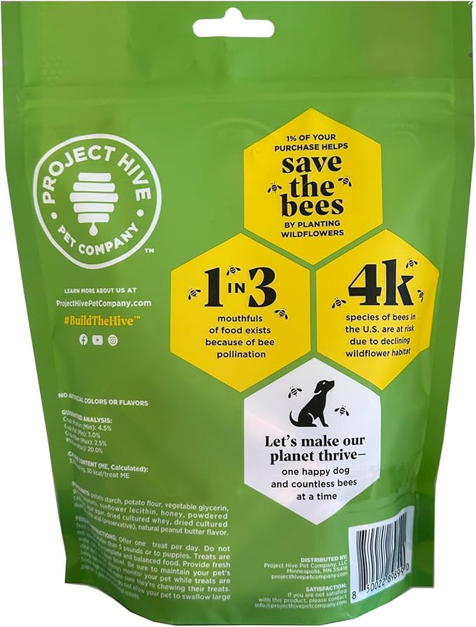 PROJECT HIVE ·PET COMPANY· Dental Chew Stick Treats for Small Dogs 12 oz. Ñ Healthy, Natural Peanut Butter Flavored, Natural, Vegetarian Chews, Made in The USA (Chew Sticks, Small Breeds)