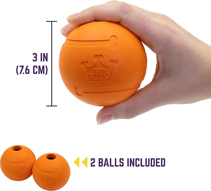 Chew King 3 Inch Bacon Flavor Rubber Balls 2 Pack