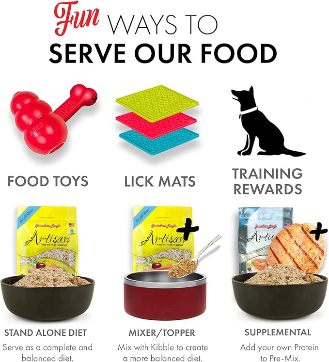 Grandma Lucy's Artisan Dog Food, Grain Free and Freeze-Dried - Artisan Chicken, 1Lb Bag