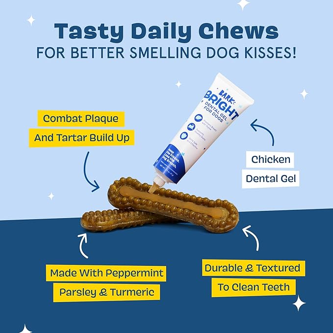 Barkbox Bright Durable Dog Dental Kit for Tough Chewers, Toothpaste - Small Breeds (15 Chew Sticks)