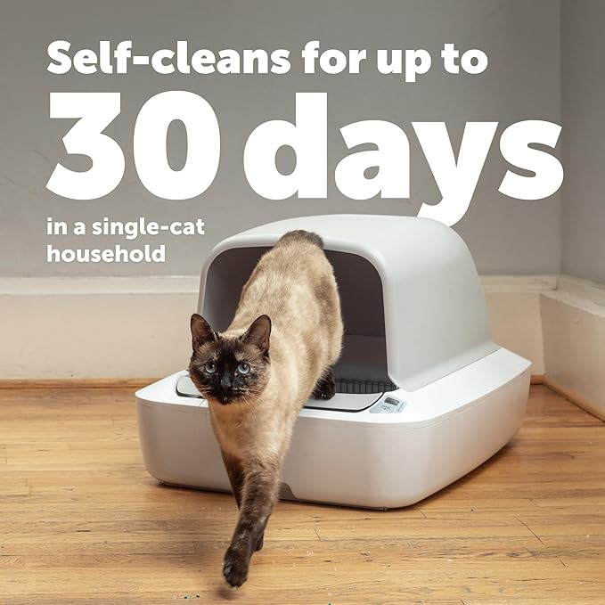 PetSafe ScoopFree Crystal Pro Self-Cleaning Cat Litter Box System – Enclosed Front-Entry – Advanced Odor Control – Includes 1 Disposable Crystal Litter Tray – White (PAL00-18017)