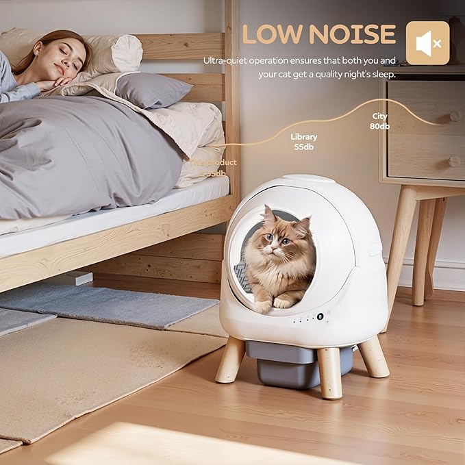 Self Cleaning Litter Box,Automatic Cat Litter Box for Multiple Cats,Robot with APP Control,Dual Safety Protection,Odor-Free Waste Disposal Includes Trash Bags,WhiteKT