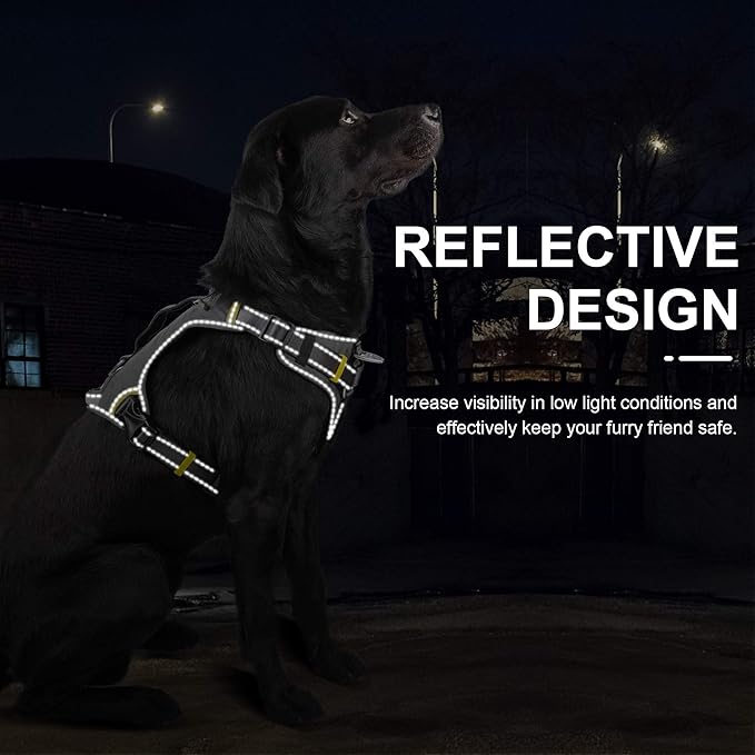 Fida Dog Harness, Multi-Functional No-Pull Pet Vest Harness with Saddle Bags Backpack, Front Leash Clip, Adjustable Soft Padded Reflective No-Choke Dog Vest Heavy Duty for Medium & Small Dog, M, Black