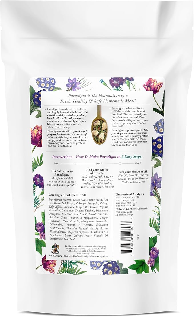 Dr. Harvey's Paradigm Green Superfood Dog Food, Human Grade Dehydrated Grain Free Base Mix for Dogs, Diabetic Low Carb Ketogenic Diet (Trial Size 5.5 oz)