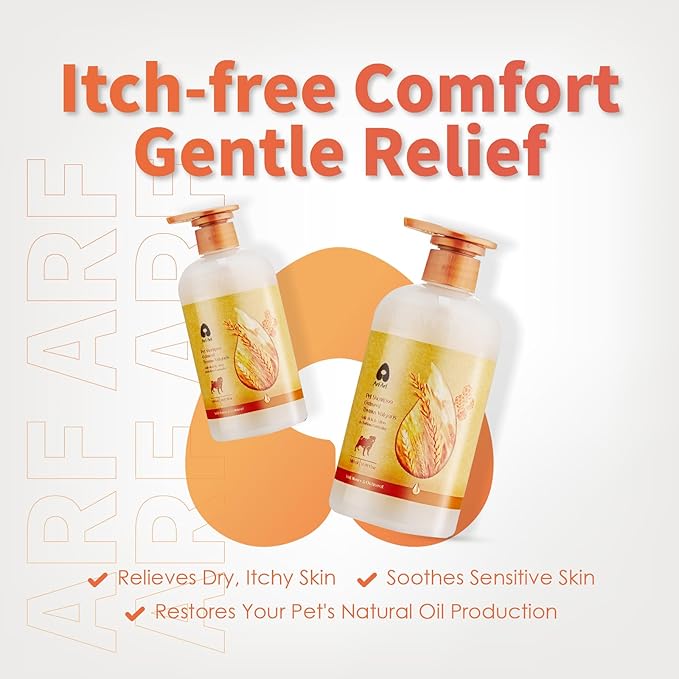 Arf Arf Oatmeal Dog Shampoo for Itchy Skin and Allergies - Soothing Oatmeal Formula Provides Anti Itch Relief for Dry, Sensitive Skin - Hypoallergenic Calming Wash for All Breeds - 16oz