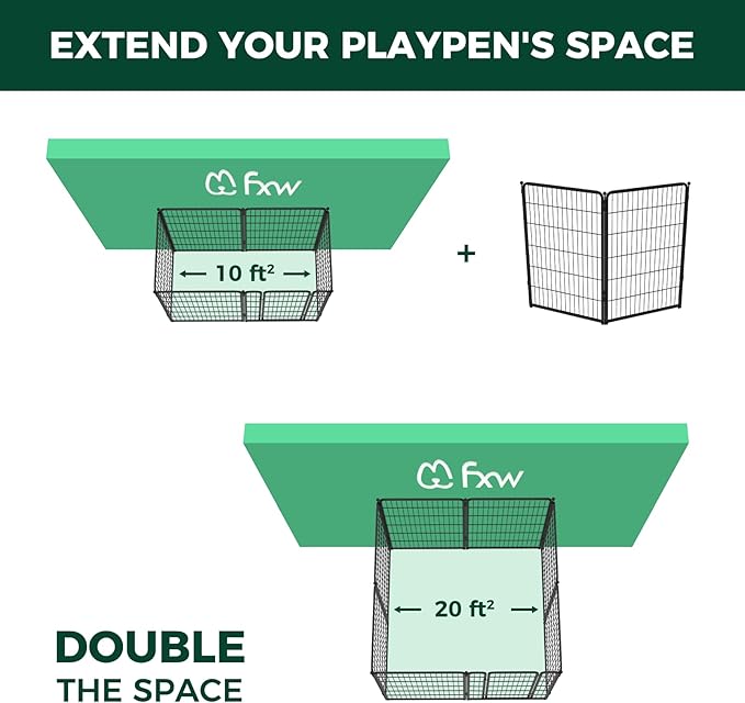 FXW Homeplus Unleashed Indoor Dog Playpen - Stress-Free and Safe Play, Heavy Duty 45 Inch 2 Panels Dog Pen for Large Dogs, Black│Patented