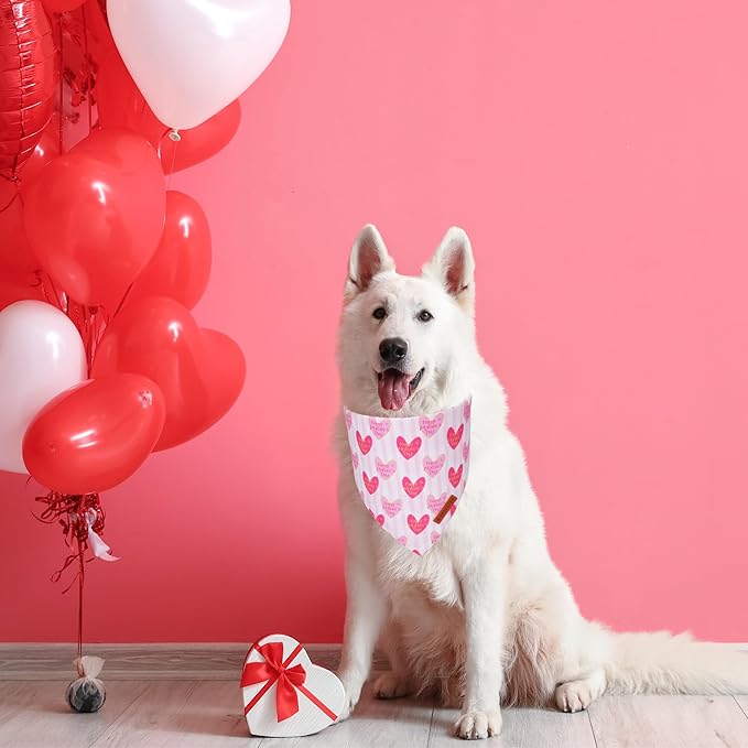 ADOGGYGO Mothers Day Dog Bandanas, Reversible Pink Pet Scarf, Premium Durable Fabric, Adjustable Fit Holiday Bandanas for Medium Large Dogs Pets (Large)