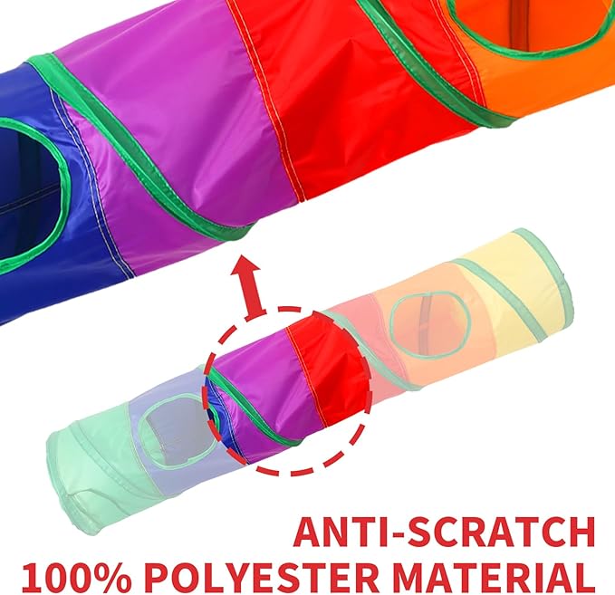 Pet Cat Tunnel, Long Straight Tunnels for Indoor Cats, Collapsible Pet Tunnel for Kitten, Puppy, Rabbit, 25cm-Wide Tunnels, Durable & Breathable, with Peek Hole Toy Ball