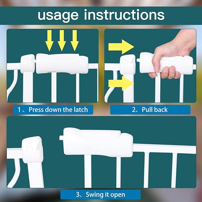 Narrow Baby Gate 24 Inch for Small Dogs - White Tension Indoor Safety Auto Close Walk Through Metal Gate for House Doorways Stairs (24.02"-27.56"/61-70CM)