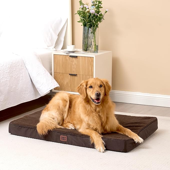 EHEYCIGA Orthopedic Dog Beds for Large Dogs with Removable Washable Cover, Brown, 36x27