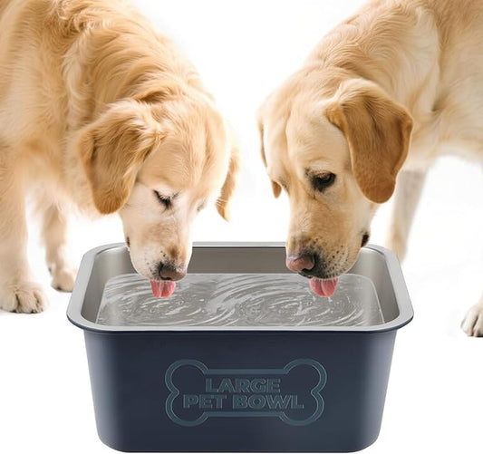 3 Gallons Large Dog Water Bowl, High Capacity Stainless Steel Dog Bowls, Indoor Outdoor Water Bowl for Dogs Metal Pet Food Dish for Medium Large Giant Breed Easy to Clean (Blue)