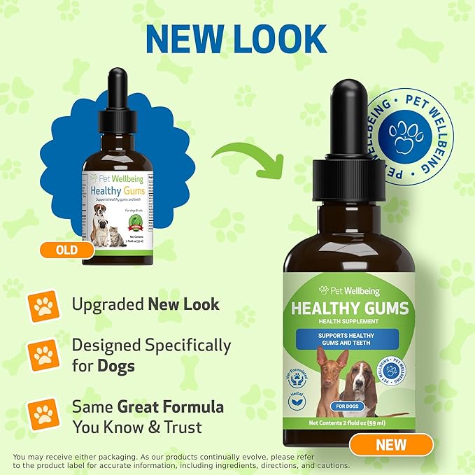 Pet Wellbeing - Healthy Gums for Dogs - Natural Supplement for Healthy Gums, Teeth and Breath Against Dog Gingivitis - 2oz (59ml).