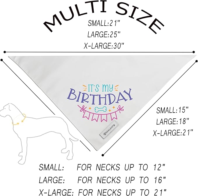 Realeaf Birthday Dog Bandanas 2 Pack (White, X-Large)