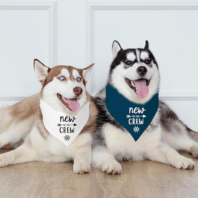New to The Crew Dog Bandana New Puppy Announcement Gender Reveal Gift for New Owners Puppy Bandana Dog Owner Gifts Soft Triangle Bibs Scarf Accessories for Small Medium Dogs Pets (Blue)