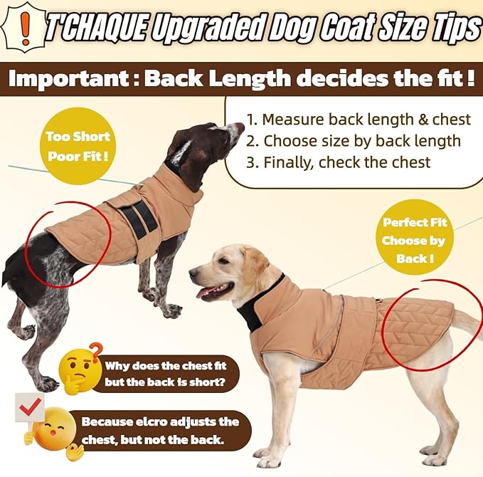 Upgraded Classic Quilted Active Fit Dog Winter Coat, Waterproof & Lightweight Coats for Medium Dogs, Easy On & Off Pet Jacket Adjustable, 2-Layer Warmth Thick Fabric Pet Clothes for Bulldog(Khaki, M)