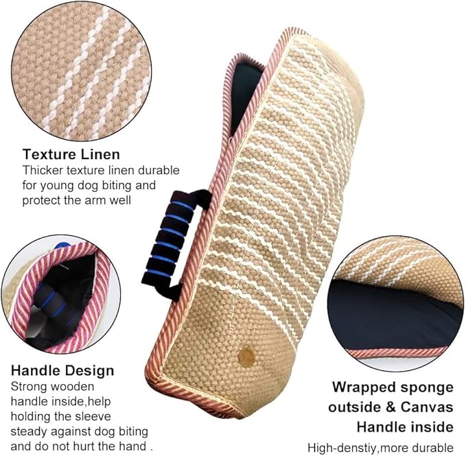 Dog Bite Training Set Dog Bite Sleeve Arm with Whip Agitation Stick, Professional Dogs Agility Training Equipment Protection for Biting, Dog Bite Pillow Tug Toy, Interactive K9 Pitbull German Shepherd