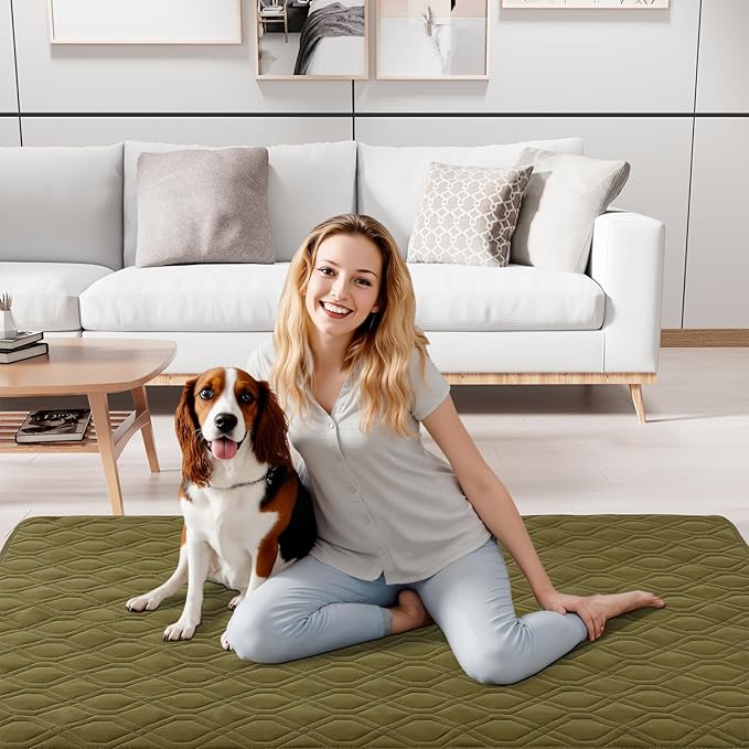 Smiry Waterproof Dog Blanket, 52x82 Inch Soft Pet Bed Cover Reversible, Washable Sofa Couch Furniture Protector for Small Medium Large Dog Puppy Cat, Green/Navy