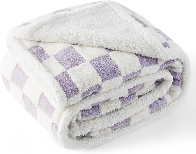 LE SURE Waterproof Dog Blanket for Large Dogs - Washable Double Sided Dog Blankets with Warm Jacquard Shag and Soft Sherpa Fleece, Pet Cat Blanket for Bed Protection, 3D Textured Cloud, Purple