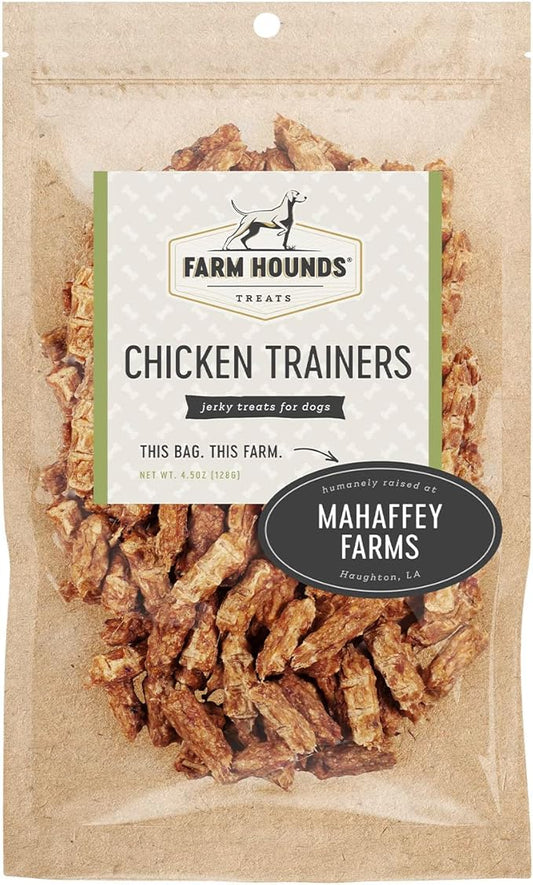 Farm Hounds - Chicken Trainers - Premium Natural Jerky for Dogs - 100% Humanely Raised Chicken - Easy-Break - Great for Training & Treats - No Added Fillers - Made in USA - 4.5oz - 1 Pack