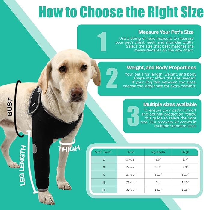 Dog Recovery Sleeves, Cone Collar Alternative, Reflective Material Design Abrasion Resistant Dog Recovery Suit, Washable 3mm Thick and Waterproof, Pets Sleeve Anti Licking Wounds and Keep Dry