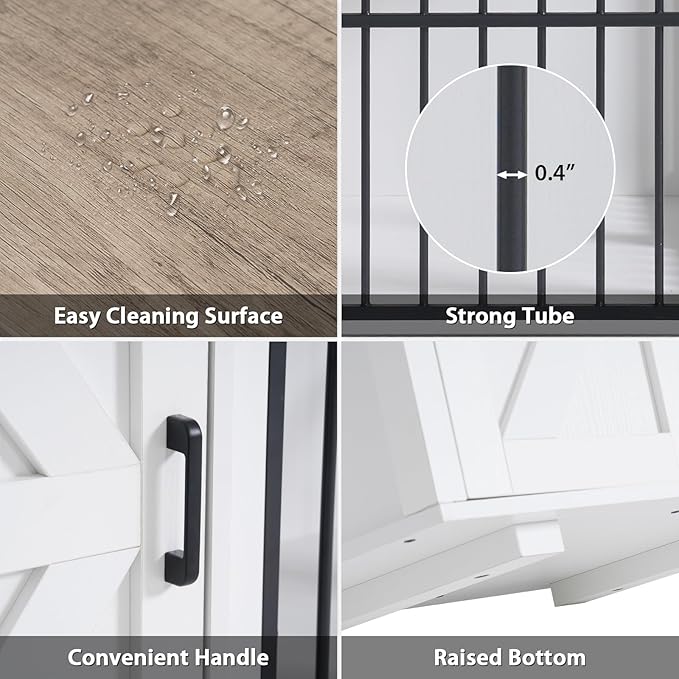 Verano Garden 44" Dog Crate, 2-in-1 Furniture-Style Dog Crate with Storage Drawer & Cabinet, Heavy Duty Dog Kennel Dog Cage Indoor for Small Medium Dogs, White (44" Left Facing Door)