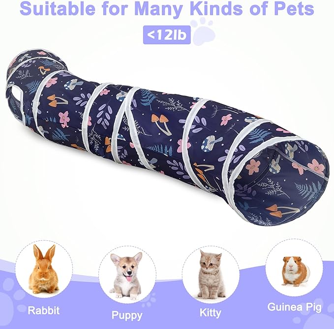 Glittme Cat Tunnel, Cat Tunnels for Indoor Cats, S-Shape Cats Cave with Cat Toys, Foldable Cat Tubes and Tunnels for Cats, Rabbit, Puppy, Guinea Pig