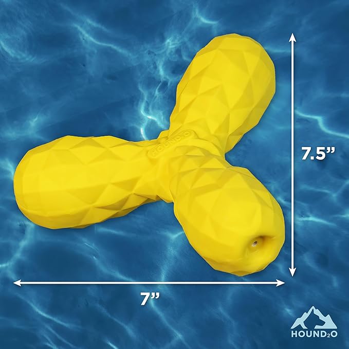 Playology Hound2O Dog Toys | Squeaky Boomerang Floating Toy for Dogs | Yellow Outdoor Toy - Easy to Clean and Made from Non Toxic Materials