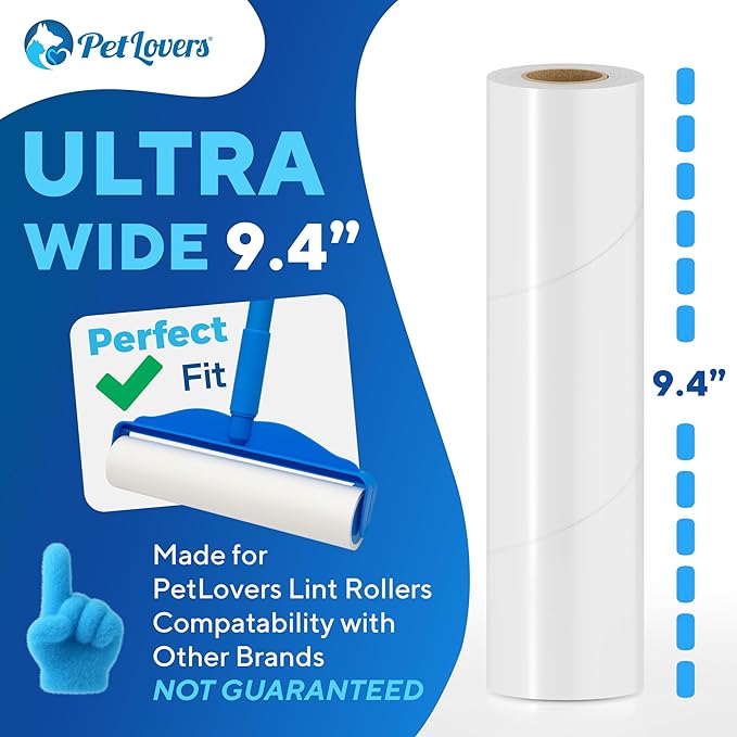 PetLovers Extra Sticky Floor Lint Roller 4 Pack of Refills Only - No Handles Included - 90 Sheets Per Refill 360 Sheets Total