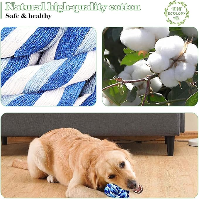 Pet Chew Toy, Knots Weave Cotton Rope, Biting Small Ball for Dogs & Cats, 3 in One Pack