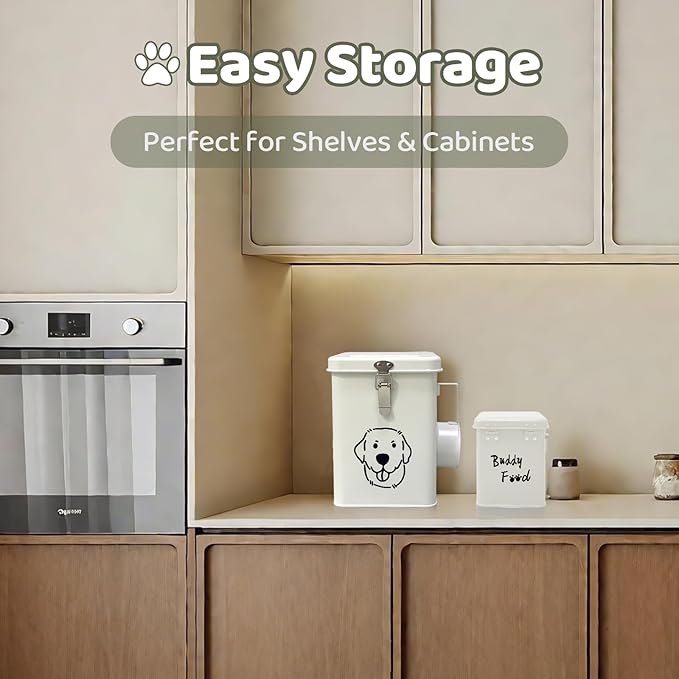Dog Food Storage Container Airtight Dog Treat Container Pet Food Storage Containers Dog Treat Jar Tinplate Dog Treat Bin Olive Green