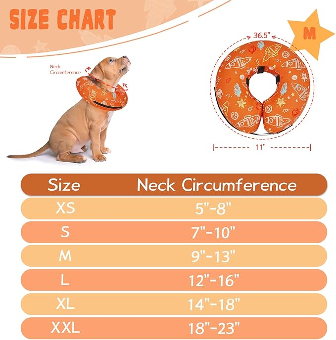 Inflatable Dog Cone Collar for After Surgery, Dog Donut Collar After Surgery, Soft Pet Cone for Small Medium Large Dogs to Stop Licking