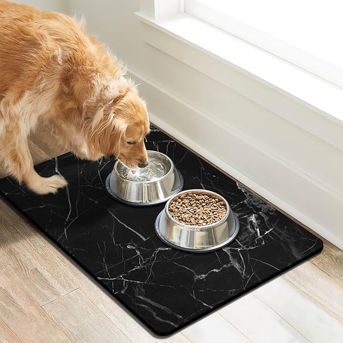 Dog Food Mats for Floors Absorbent, Pet Cat Food Mat - Quick Dry Dog Bowl Mats for Food and Water, Eco-Friendly Boho Pet Supplies