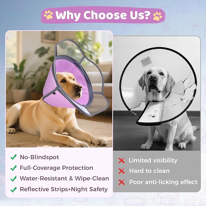 Soft Dog Cone Collar After Surgery Recovery,Adjustable E-Collar with Removable Shield,Lightweight,Breathable Anti-Licking Protective Cone for Large,Medium,Small Pets (Rose Pink, XXL(Neck:20''-25''))