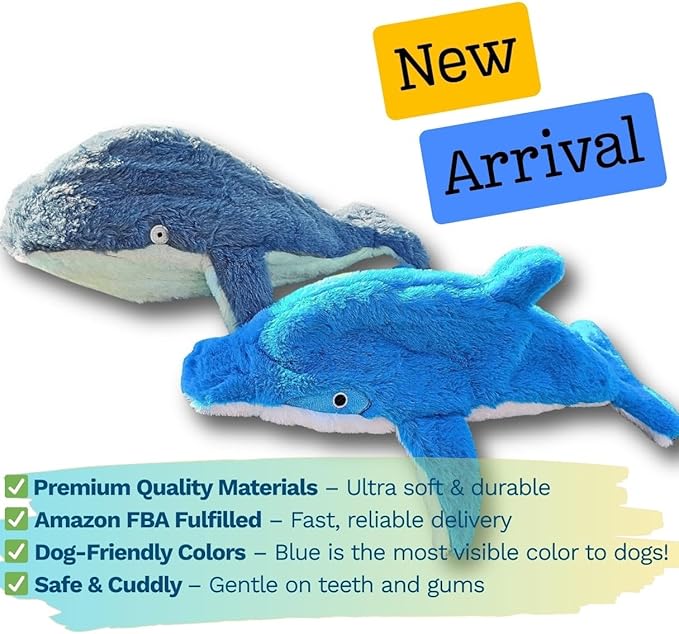 Crinkle Dog Toy – No Stuffing Squeaky Dog Toy for Small, Medium & Large Breeds, Interactive Tough Toy Set - Ideal for Chewing, Teething & Fetch, Durable Pet-Safe Materials - Soft Blue Plush, Large