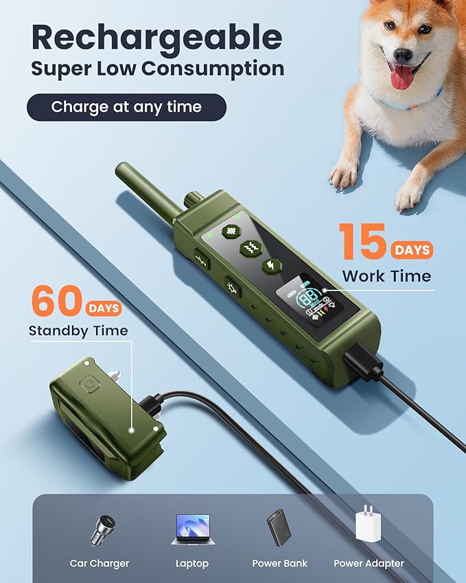 Dog Shock Collar 4265Ft Dog Training Collar with Remote for Large Medium Small Dogs, IP67 Waterproof with 4 Safe Training Modes, Security Lock, Dog Bark E-Collar for All Breeds(Green 1 Pack)