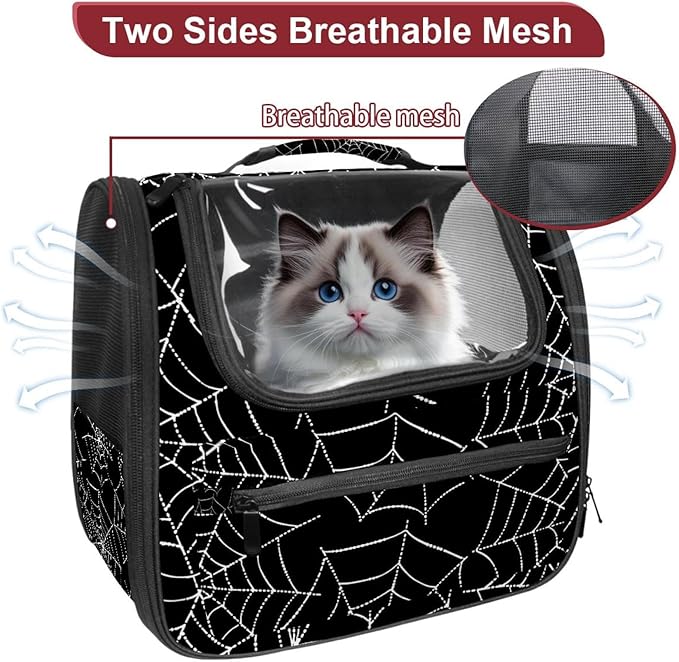Spider Web Transparent Pet Carrier for Travel Hiking for Kitty Small Dog