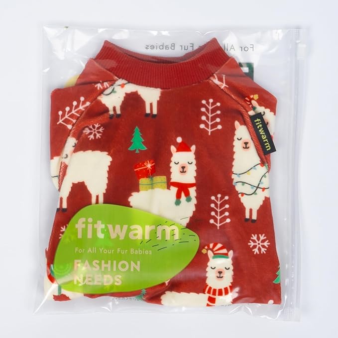 Fitwarm Christmas Alpaca Dog Pajamas, Christmas Clothes for Small Dogs Boy Girl, Holiday Pet Outfit, Red, Green, White, XL