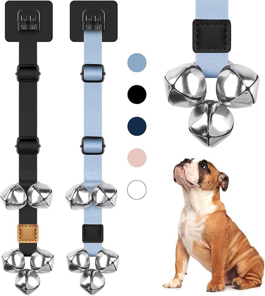 2 Pack Dog Bells to Go Outside Dog Door Bell Premium Quality Buckle Adjustable Dog Bell Dog Attached to doorknob or Anywhere Near The Door, Length and Height Adjustable