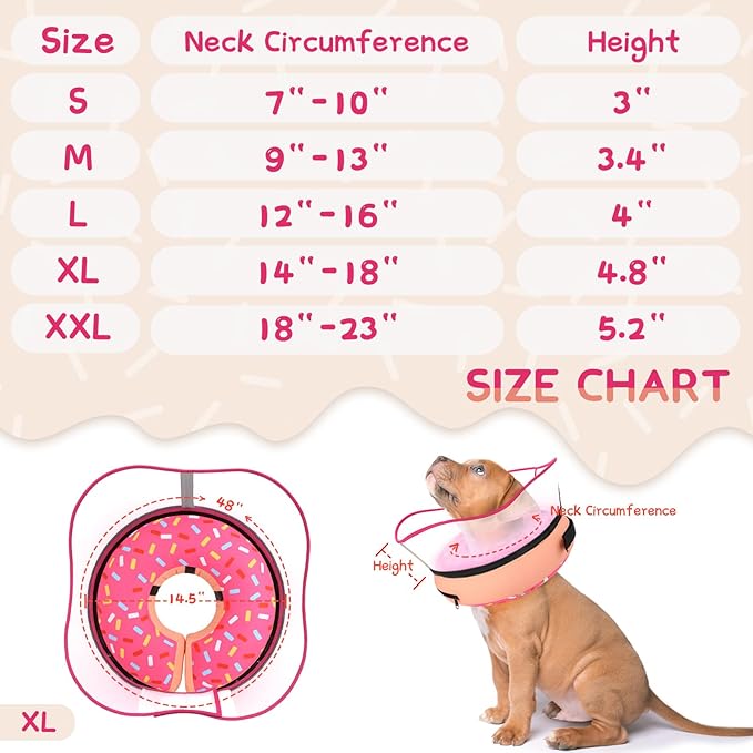 Supet Raised Inflatable Dog Cone Collar to Stop Licking, Soft Dog Cone Alternative After Surgery, Doggie Neck Donut Collar for Small Medium Large Dogs