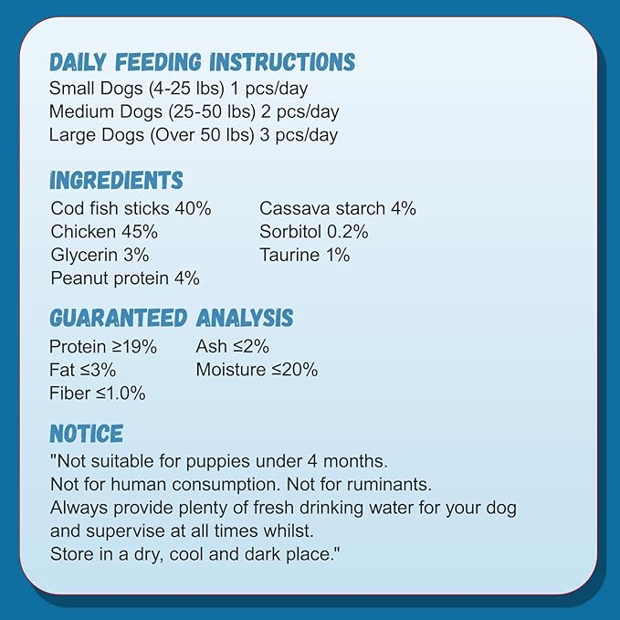 Dog Treats Chicken Wrapped Cod Sticks, Natural Chicken Cod Jerky Treats Rich in Omega-3, High Protein Chewy Training Treats Dog Snacks for Small Medium Large Dogs, 15-17 Counts, 10.6oz