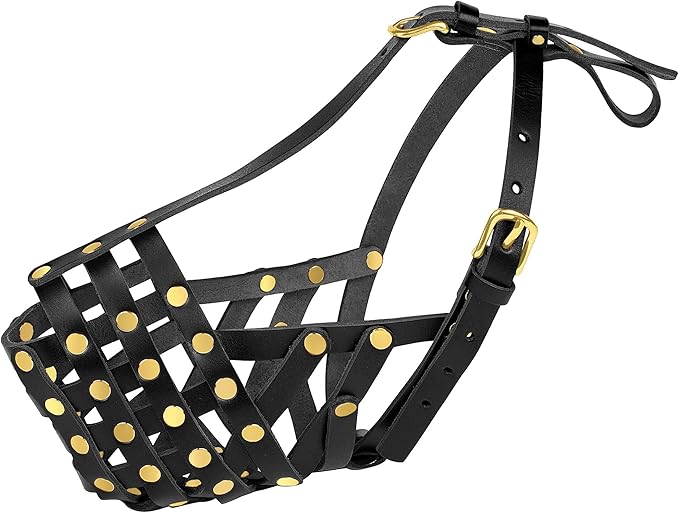 OOPSDOGGY Labrador Dog Muzzle for Large Dogs - Leather Breathable Secure Basket Muzzle for Large Breeds Retriever Prevents Biting No Chewing Adjustable (Black, Size 6 - Labrador Retriever)