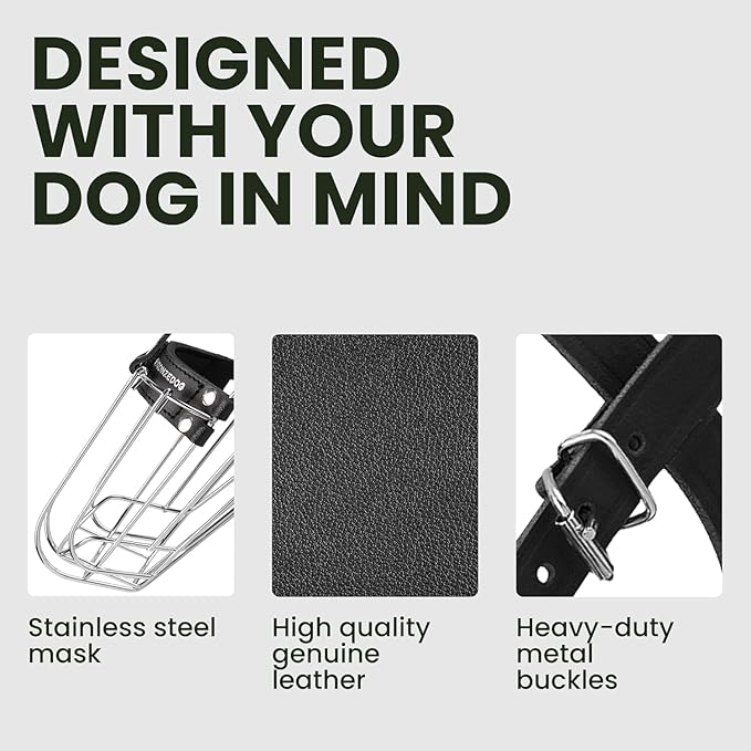 BRONZEDOG Dog Muzzle Wire Basket Metal Mask for Small, Medium and Large Dogs, Breathable, Dog can Drink, Adjustable, Padded, Training, Prevents Biting (Size 4: Pitbull & Amstaff)