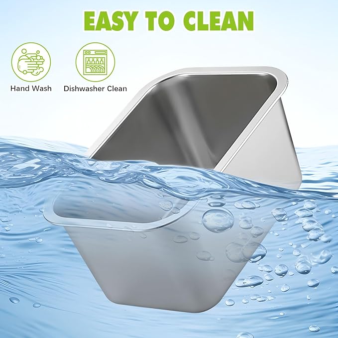 Fhiny 2 PCS Stainless Steel Dog Bowl, 3 Gallon Capacity Durable Metal Water Dish for Large Dogs, Indoor/Outdoor, Dishwasher Safe