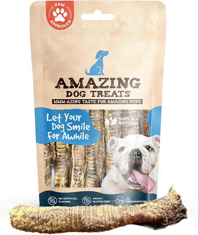 Amazing Dog Treats - Lamb Trachea (18-20 Count - 10 oz) - Trachea Dog Chews - Natural Source of Glucosamine & Chondroitin for Dogs - Lamb Dog Treats