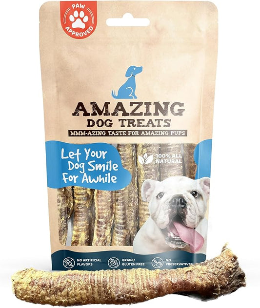 Amazing Dog Treats - Lamb Trachea (18-20 Count - 10 oz) - Trachea Dog Chews - Natural Source of Glucosamine & Chondroitin for Dogs - Lamb Dog Treats