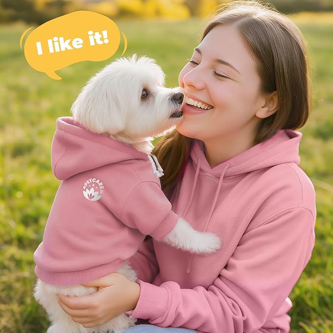 PETCARE Dog Hoodie Sweaters for Small Medium Dogs Cats Cute Soft Warm Fleece Puppy Sweaters Dog Clothes Hoodies Sweatshirt Reflective Fall Winter Chihuahua Yorkie French Bulldog Outfits, Pink