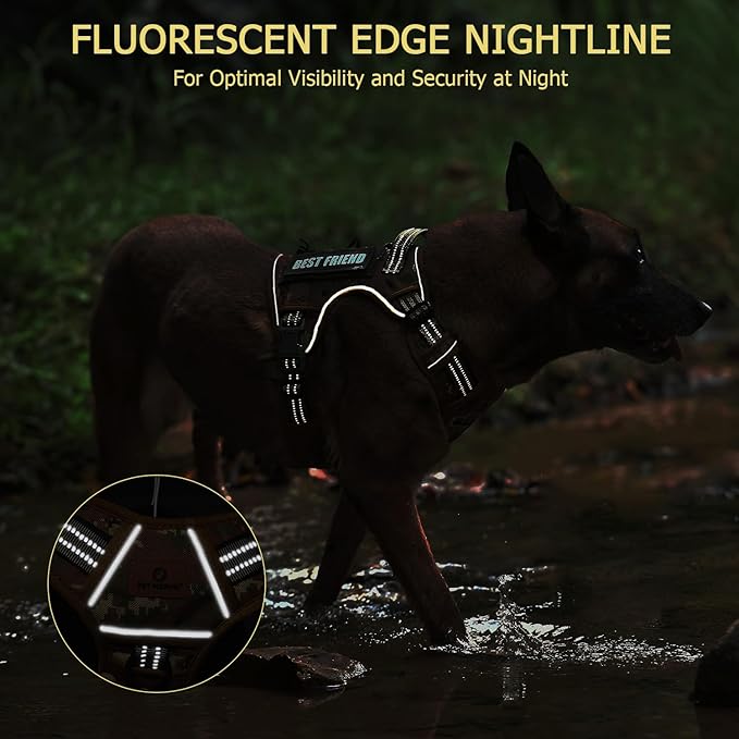 PET MARVEL Tactical Dog Harness for Small Size, No Pull Military Dog Vest with Easy Control Handle, Molle Hoop & Loop, Adjustable Reflective Reinforced Stich for Walking Training, Camouflage