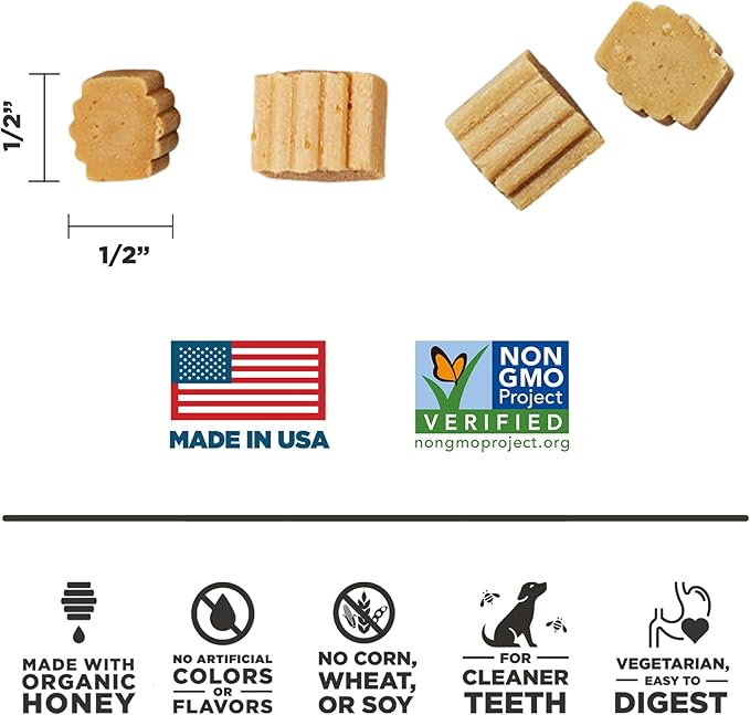 Hive Dog Training Treats Ñ Healthy, Non-GMO Project Verified, Natural Peanut Butter Flavored, Vegetarian, Grain Free Dog Treat for Small and Large Dogs, Made in The USA